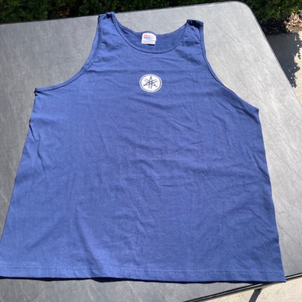 New 100% Cotton Navy Tank Top with Yamaha logo, XL